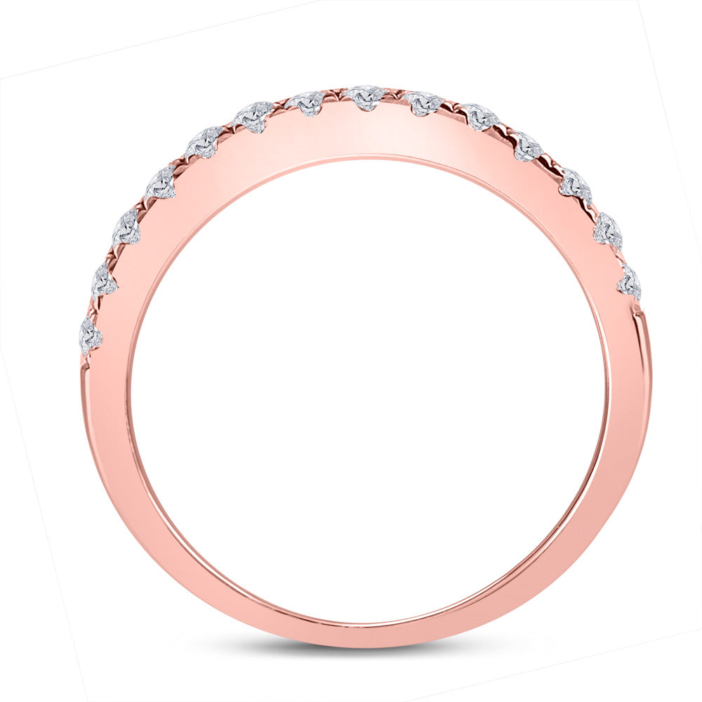 10kt Rose Gold Womens Round Diamond Wedding Single Row Band 1/2 Cttw