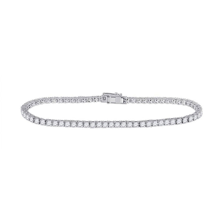 14kt White Gold Womens Round Diamond Tennis Bracelet 4 Cttw