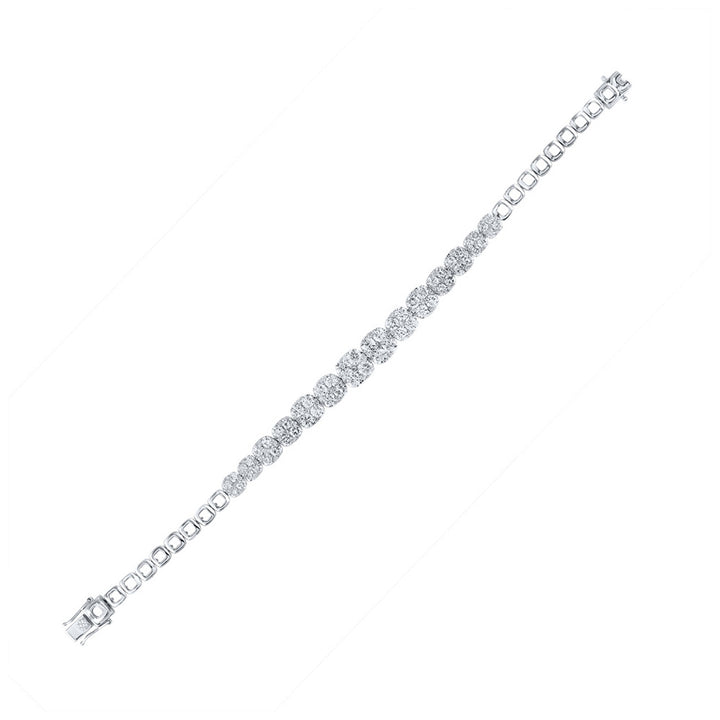 14kt White Gold Womens Round Diamond Tennis Bracelet 7 Cttw