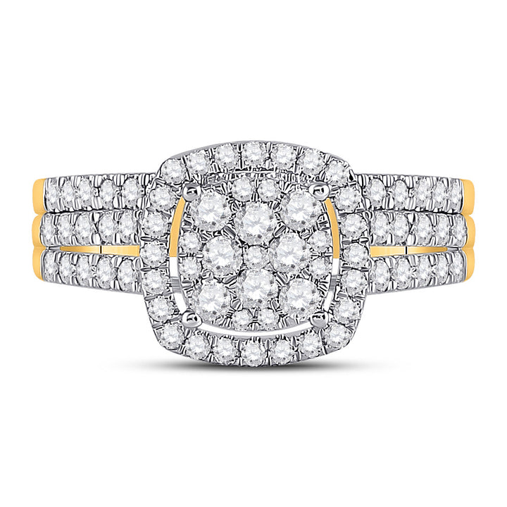 10kt Yellow Gold Round Diamond Bridal Wedding Ring Band Set 1 Cttw