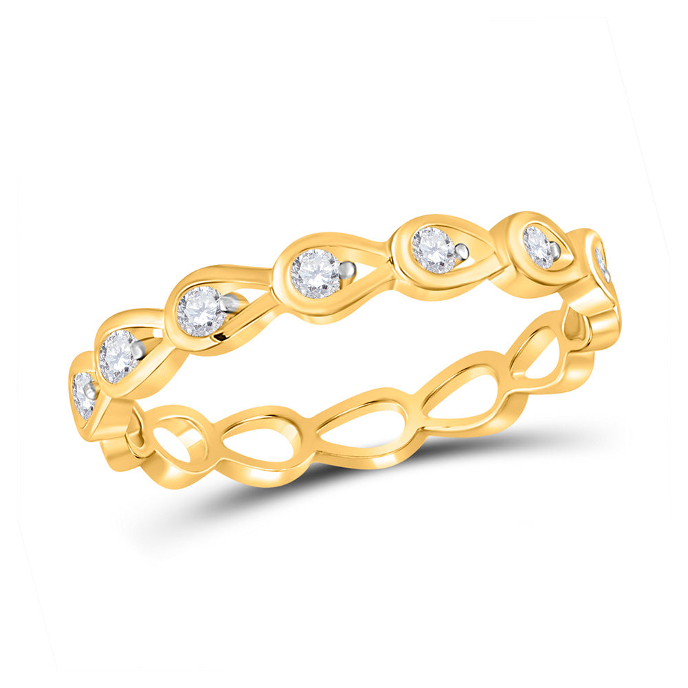 10kt Yellow Gold Womens Round Diamond Stackable Band Ring 1/5 Cttw