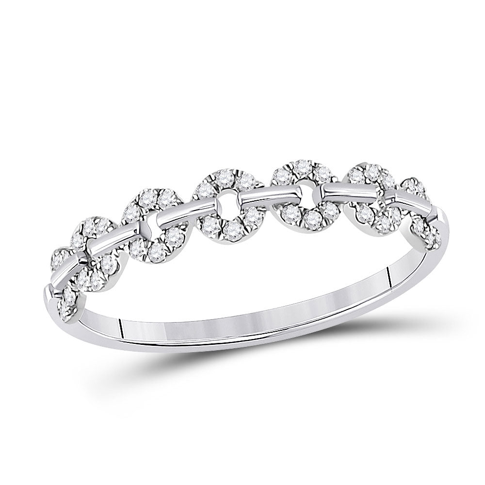 14kt White Gold Womens Round Diamond Stackable Band Ring 1/6 Cttw