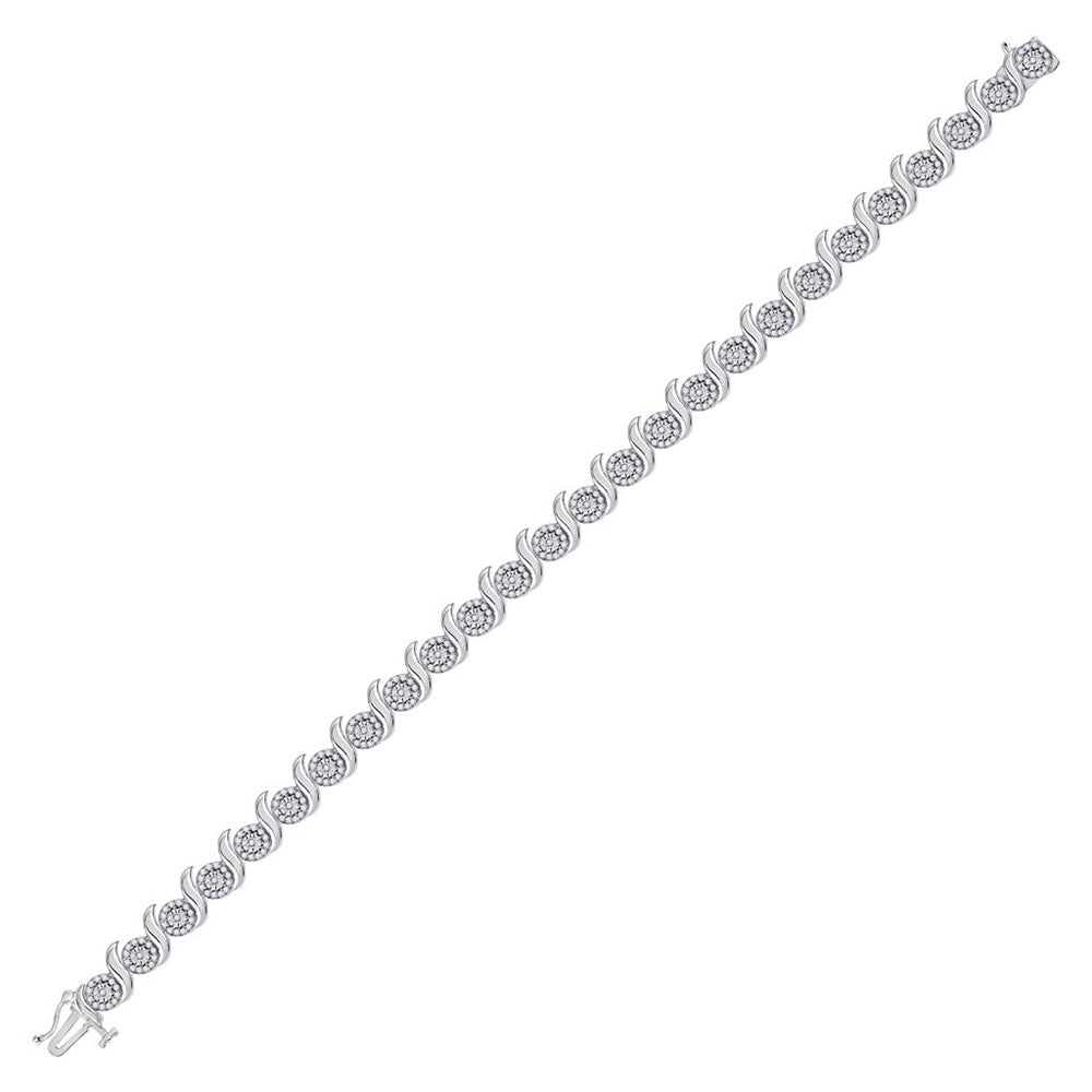 10kt White Gold Womens Round Diamond Tennis Bracelet 1 Cttw