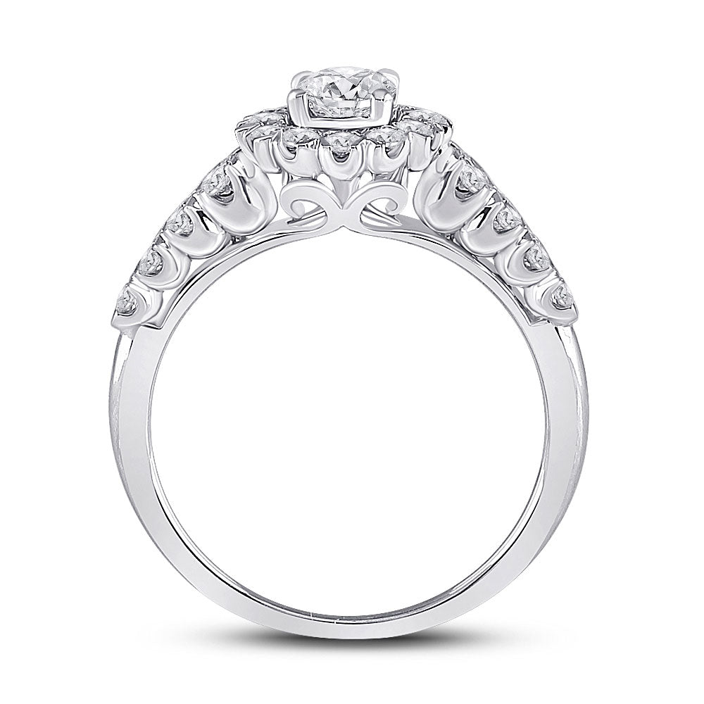 14kt White Gold Round Diamond Solitaire Bridal Wedding Engagement Ring 1 Cttw