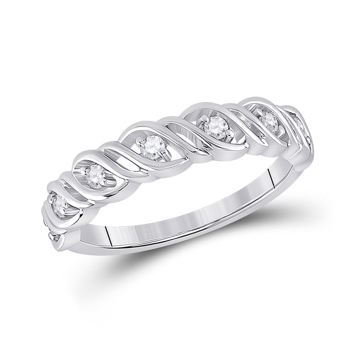 14kt White Gold Womens Round Diamond Band Ring 1/5 Cttw