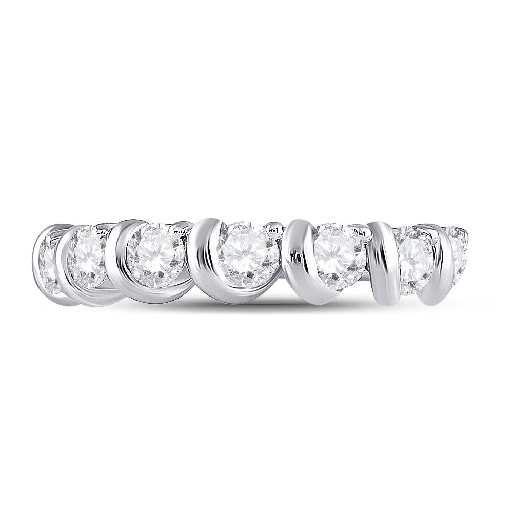 14kt White Gold Womens Round Diamond Band Ring 1 Cttw