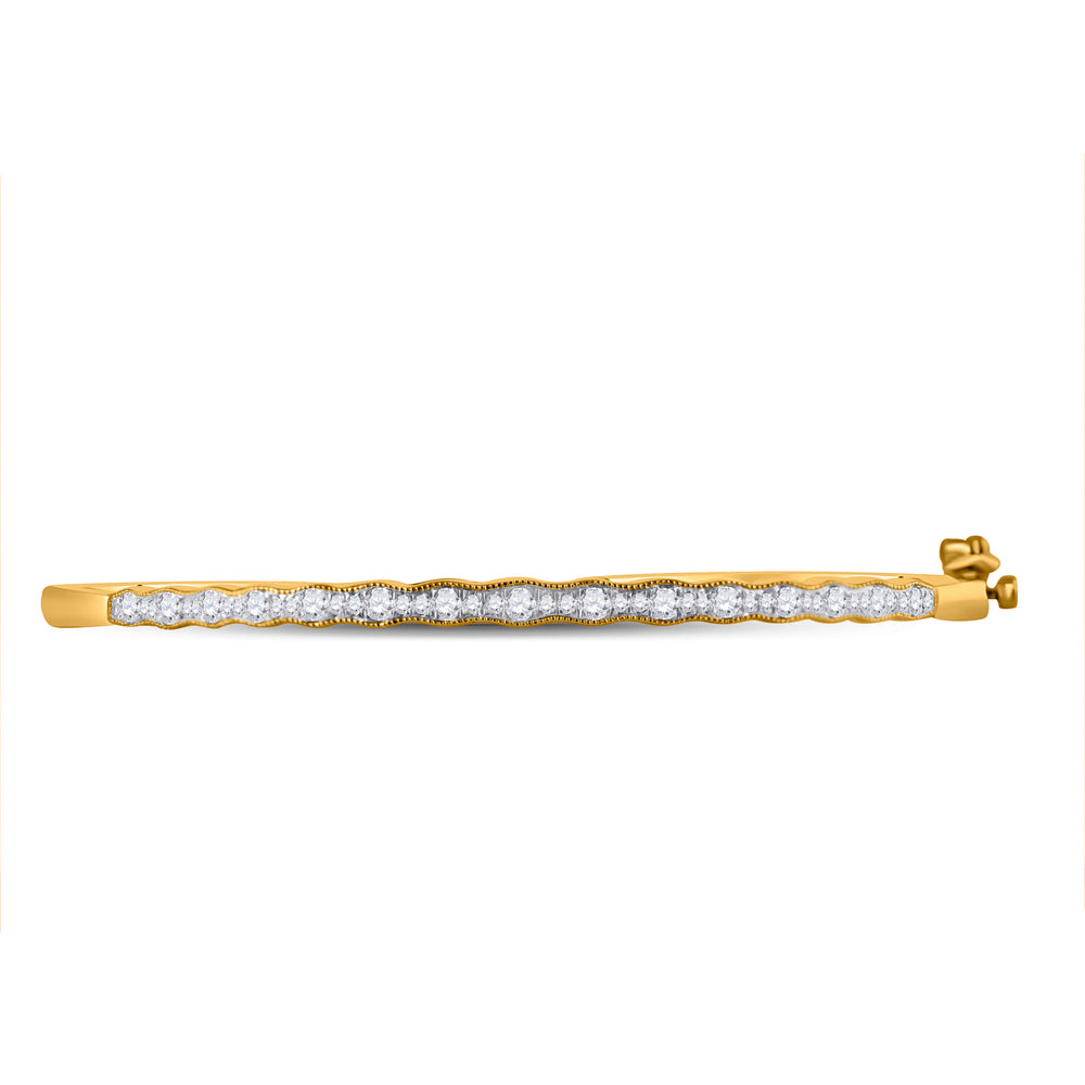 10kt Yellow Gold Womens Round Diamond Bangle Bracelet 1/2 Cttw