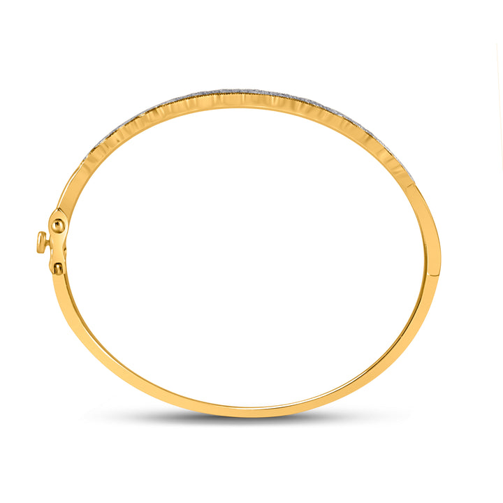 10kt Yellow Gold Womens Round Diamond Bangle Bracelet 1/2 Cttw