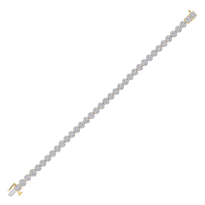 14kt Yellow Gold Mens Round Diamond Cluster Bracelet 2 Cttw