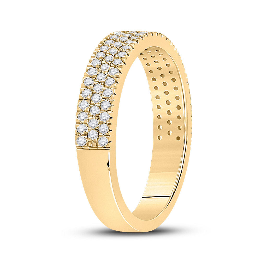 10kt Yellow Gold Womens Round Diamond Pave Band Ring 1/2 Cttw