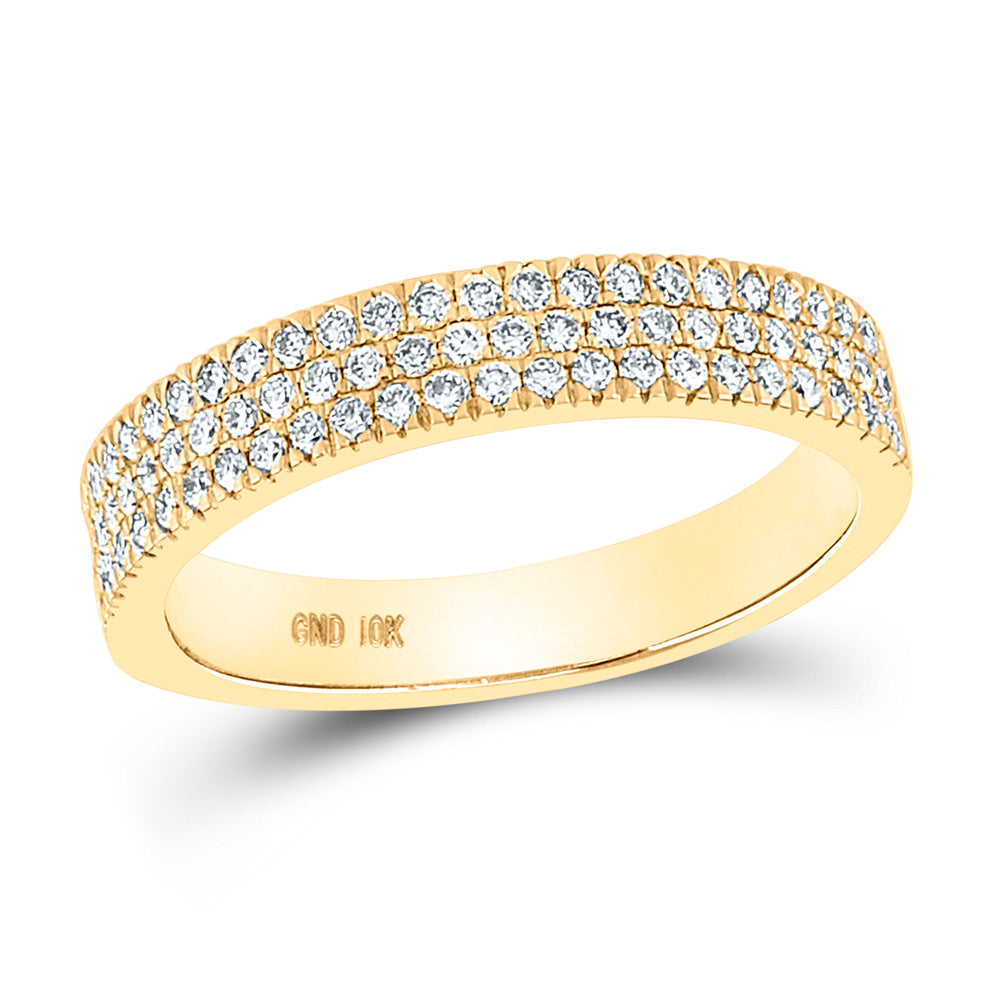 10kt Yellow Gold Womens Round Diamond Pave Band Ring 1/2 Cttw