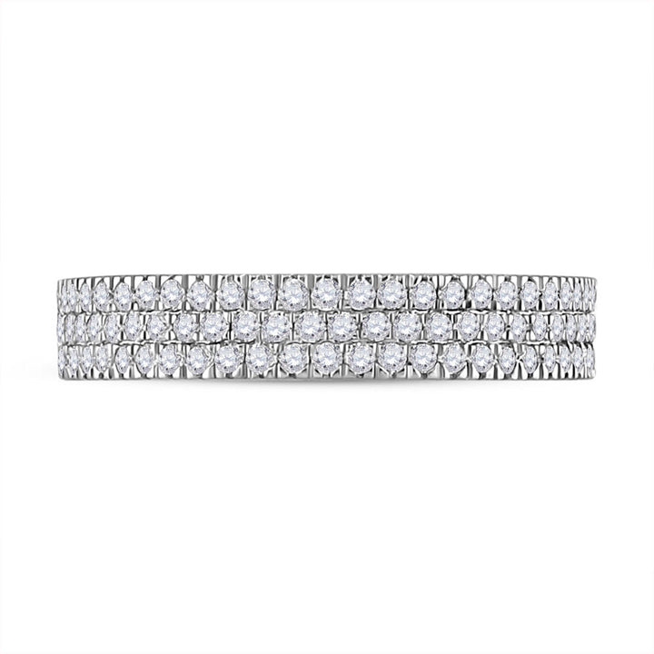 10kt White Gold Womens Round Diamond Pave Band Ring 1/2 Cttw