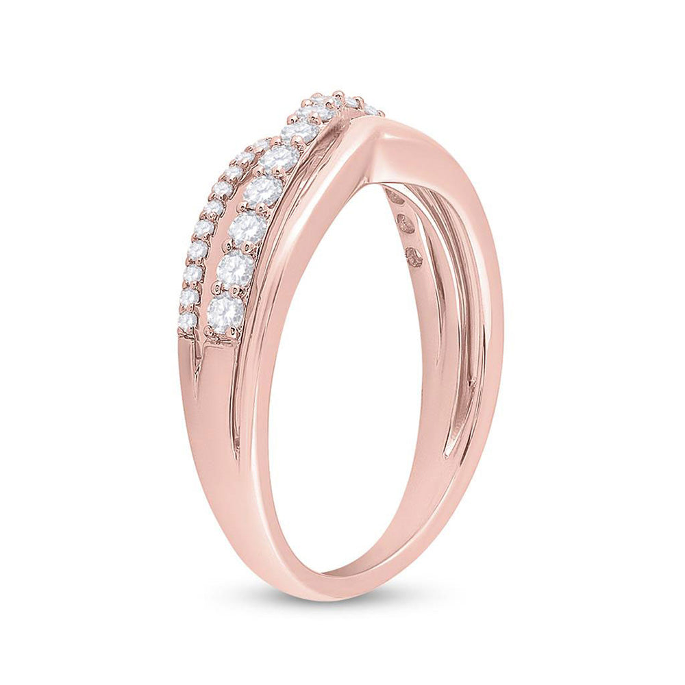 10kt Rose Gold Womens Round Diamond Band Ring 1/2 Cttw