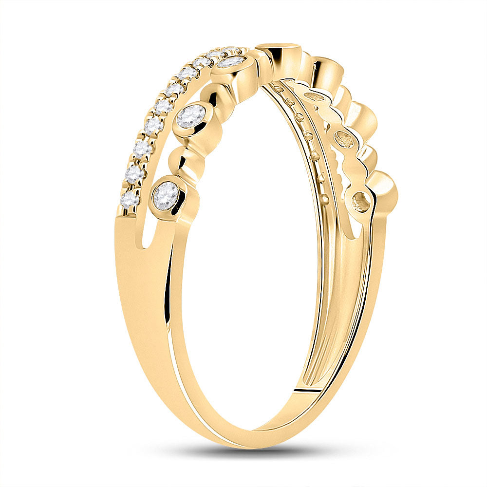 10kt Yellow Gold Womens Round Diamond Band Ring 1/5 Cttw