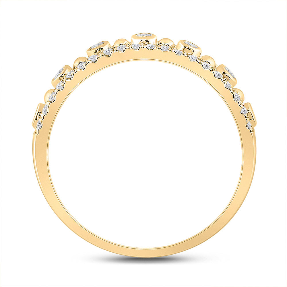 10kt Yellow Gold Womens Round Diamond Band Ring 1/5 Cttw