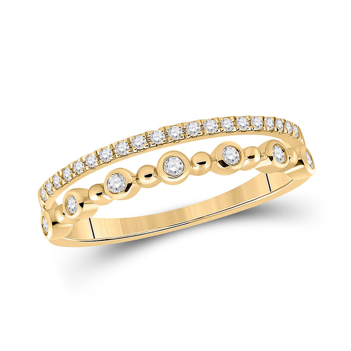 10kt Yellow Gold Womens Round Diamond Band Ring 1/5 Cttw