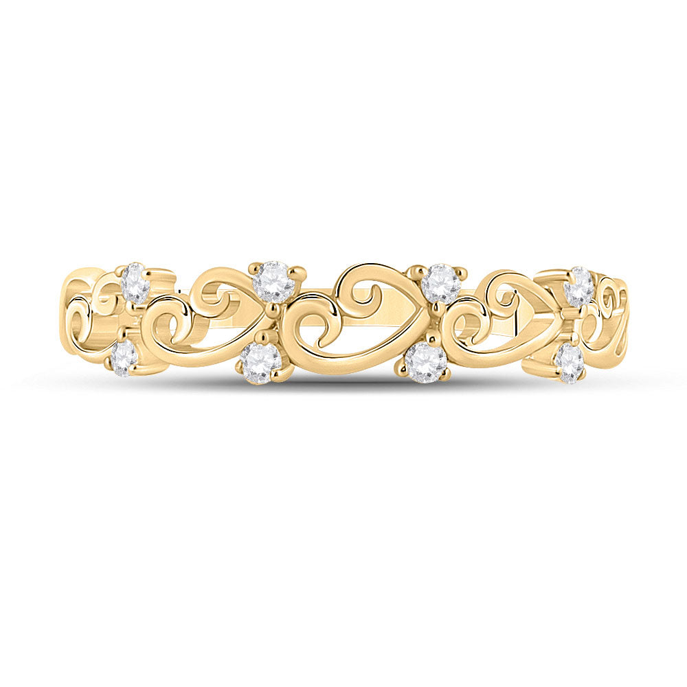 10kt Yellow Gold Womens Round Diamond Curl Band Ring 1/10 Cttw