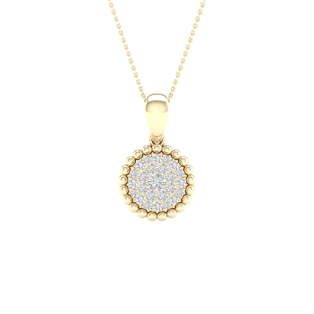 10kt Yellow Gold Womens Round Diamond Cluster Pendant 1/6 Cttw