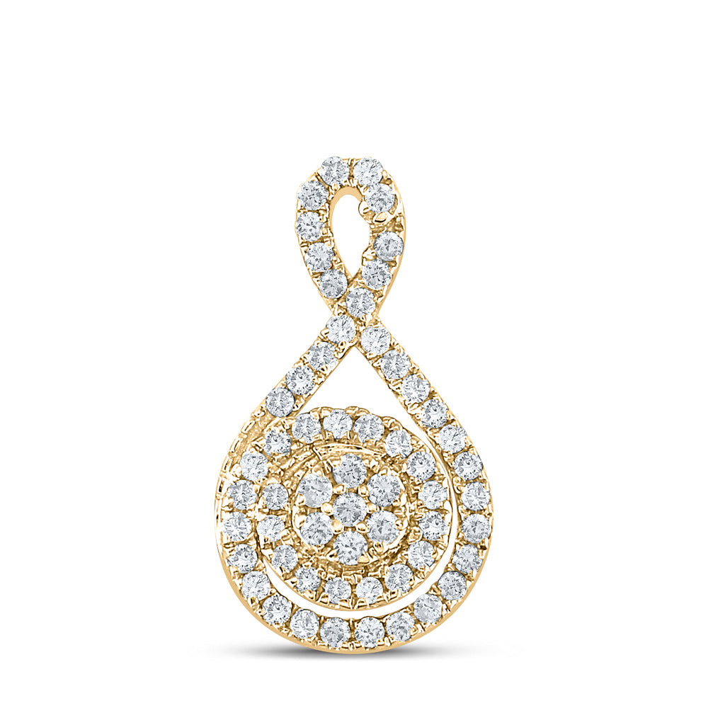 14kt Yellow Gold Womens Round Diamond Cluster Pendant 1/4 Cttw