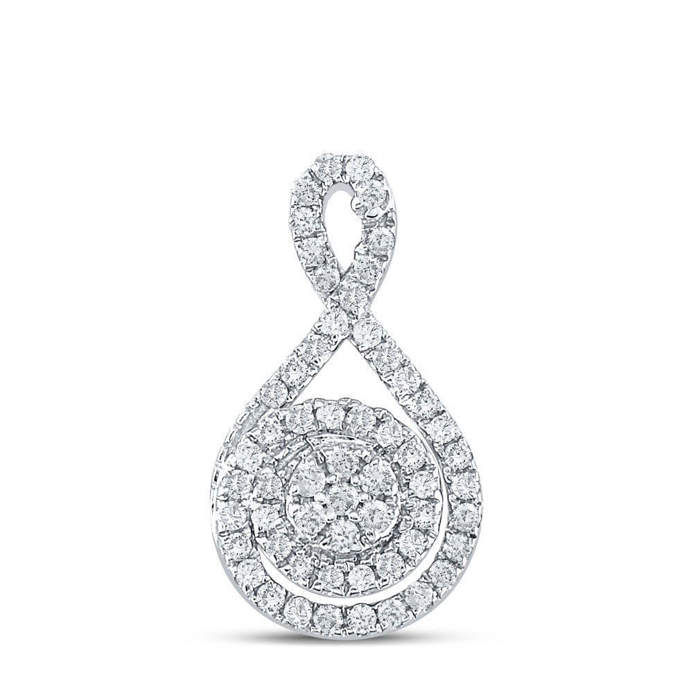 14kt White Gold Womens Round Diamond Cluster Pendant 1/4 Cttw