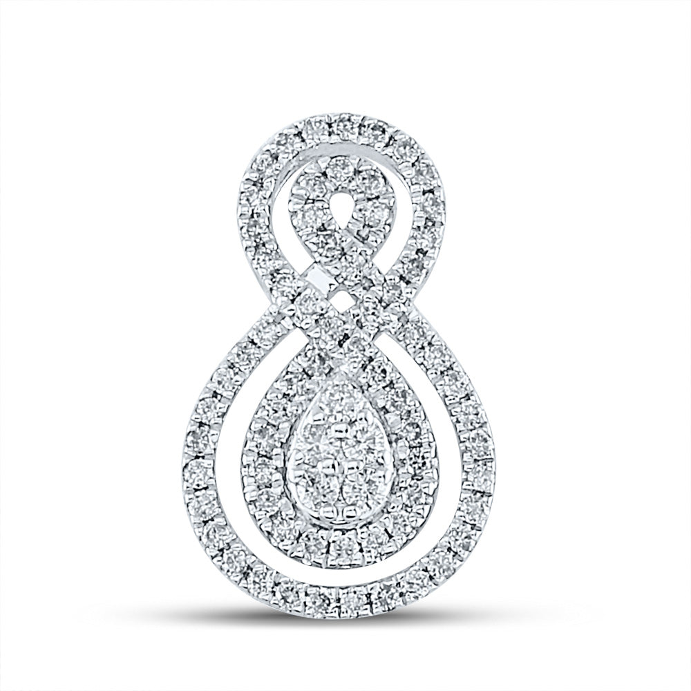 14kt White Gold Womens Round Diamond Fashion Pendant 3/8 Cttw