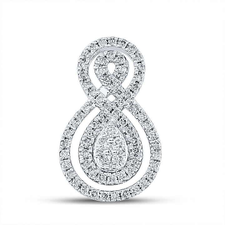 14kt White Gold Womens Round Diamond Fashion Pendant 3/8 Cttw