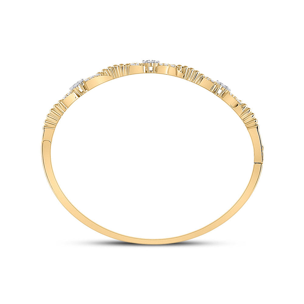 14kt Yellow Gold Womens Round Diamond Bangle Bracelet 1/2 Cttw