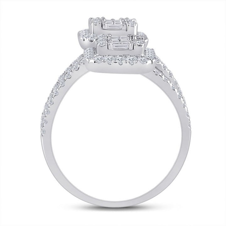 14kt White Gold Womens Baguette Diamond Fashion Ring 1-1/2 Cttw