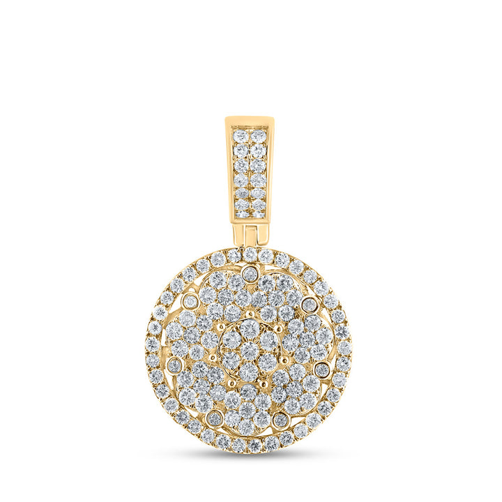 10kt Yellow Gold Mens Round Diamond Cluster Circle Charm Pendant 3 Cttw