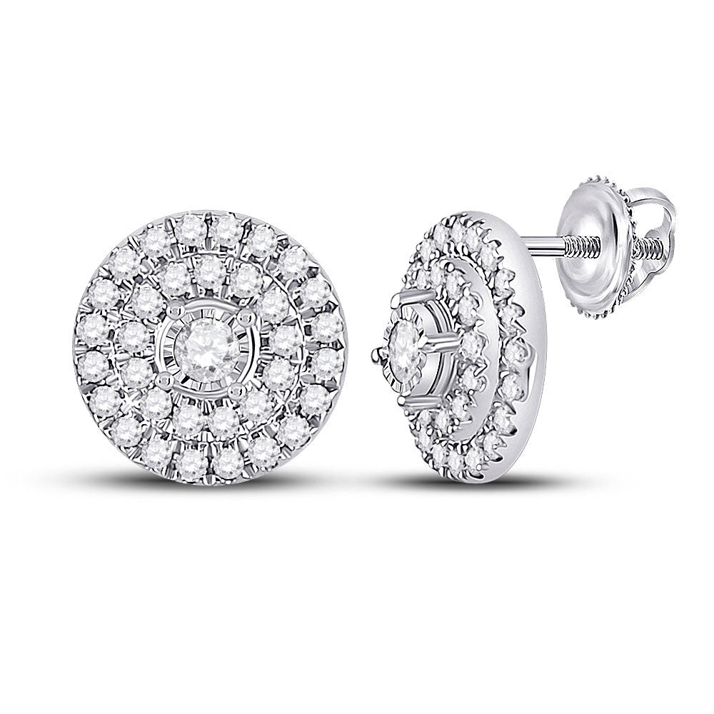 10kt White Gold Womens Round Diamond Circle Earrings 1/4 Cttw