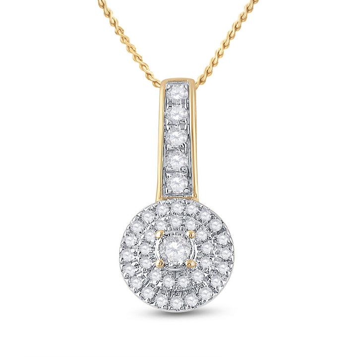 10kt Yellow Gold Womens Round Diamond Circle Pendant 1/5 Cttw