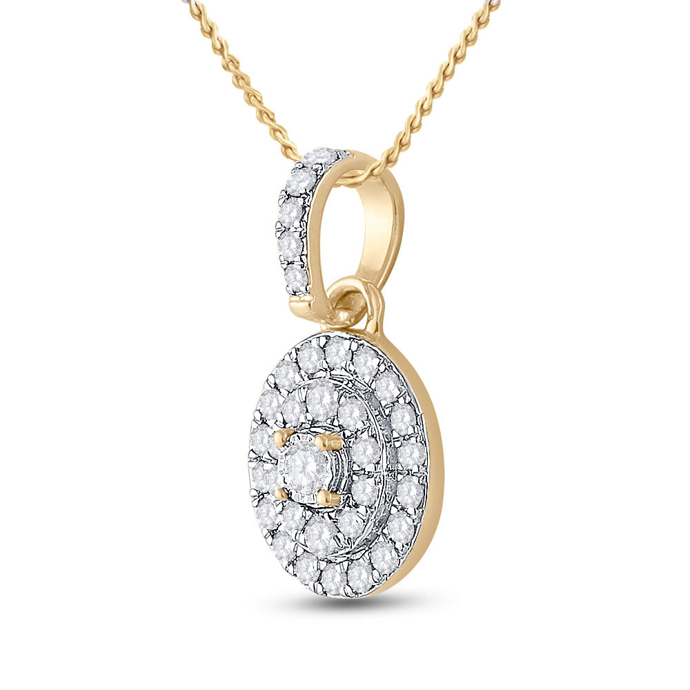 10kt Yellow Gold Womens Round Diamond Oval Pendant 1/3 Cttw