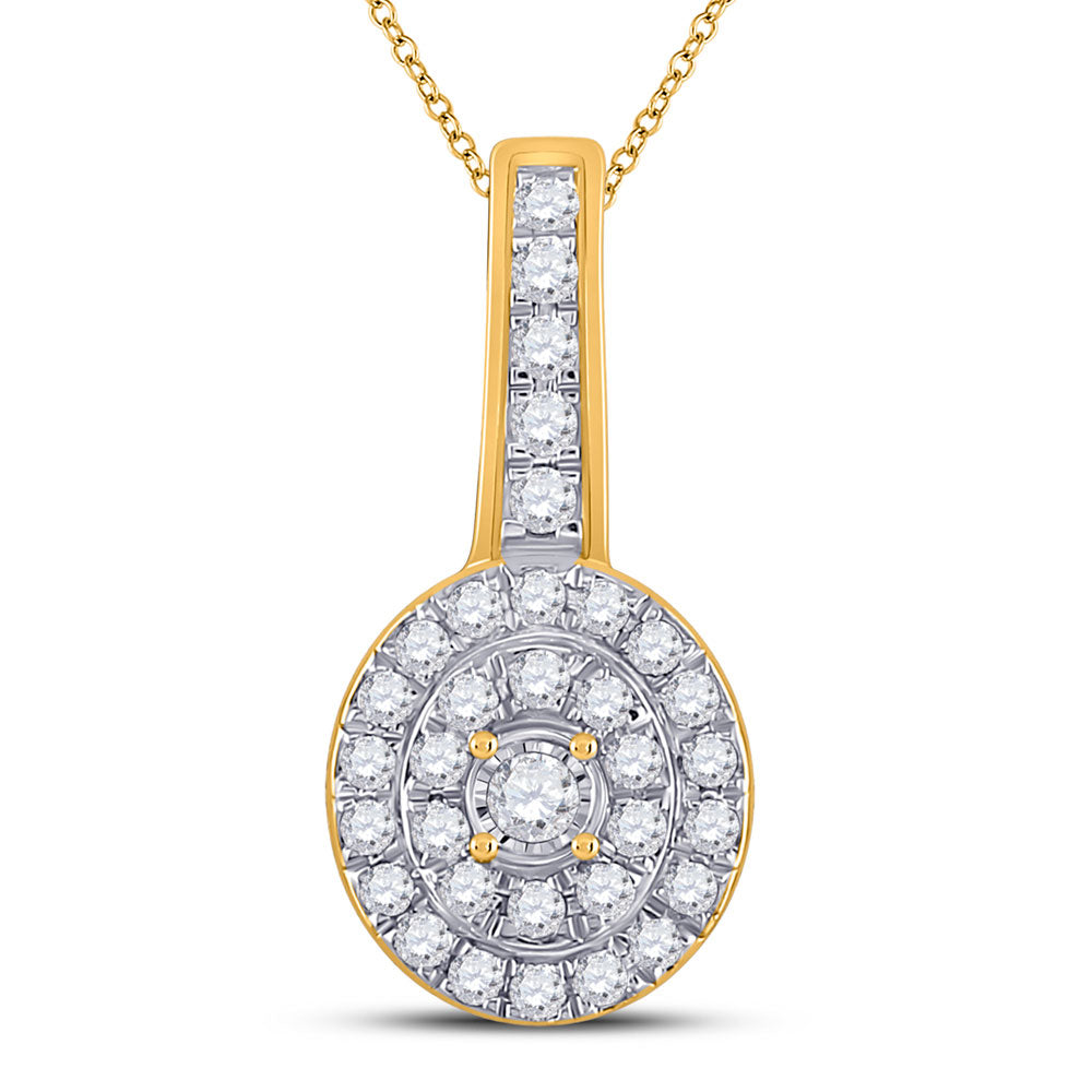 10kt Yellow Gold Womens Round Diamond Fashion Pendant 1/3 Cttw