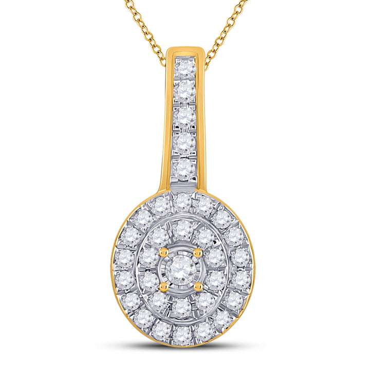 10kt Yellow Gold Womens Round Diamond Fashion Pendant 1/3 Cttw