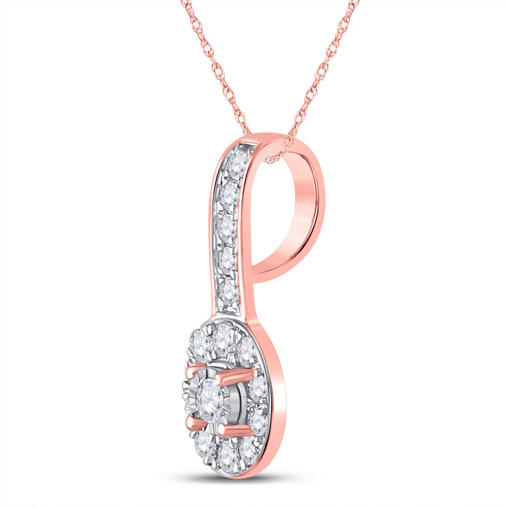 10kt Rose Gold Womens Round Diamond Oval Pendant 1/4 Cttw