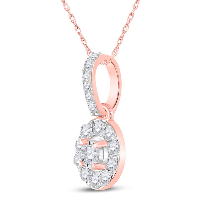 10kt Rose Gold Womens Round Diamond Oval Pendant 1/5 Cttw