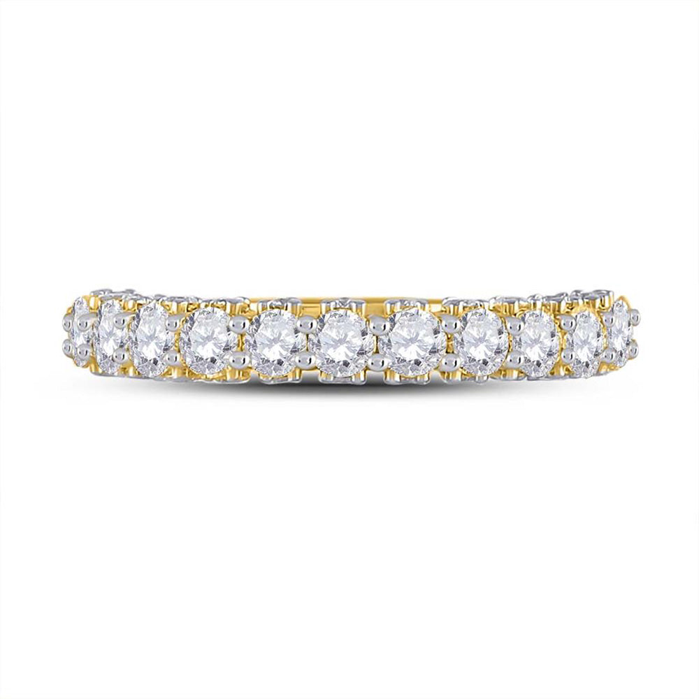 14kt Yellow Gold Womens Round Diamond Single Row Band Ring 1-5/8 Cttw