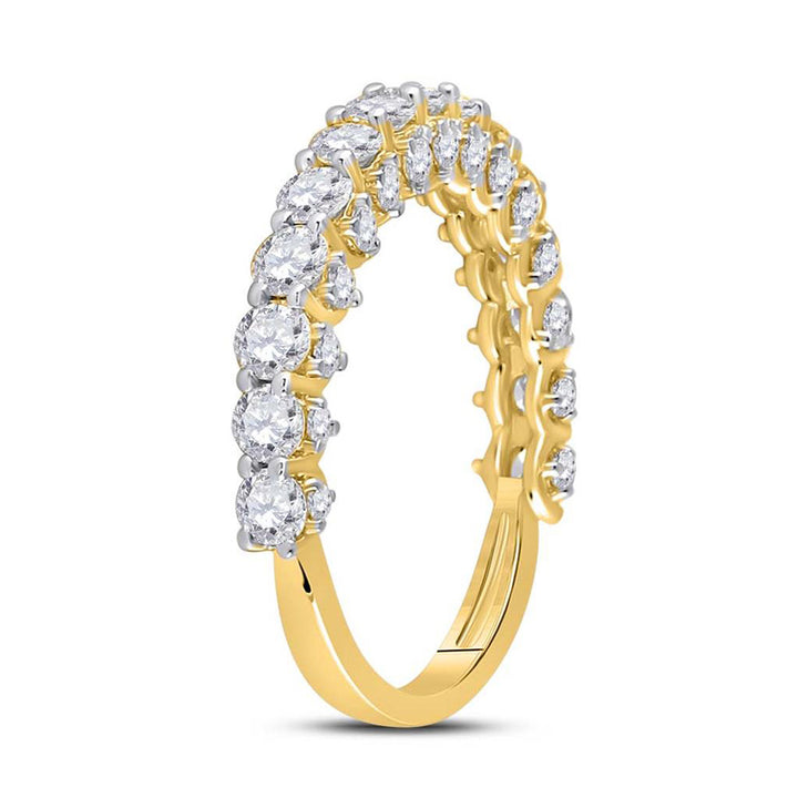 14kt Yellow Gold Womens Round Diamond Single Row Band Ring 1-5/8 Cttw