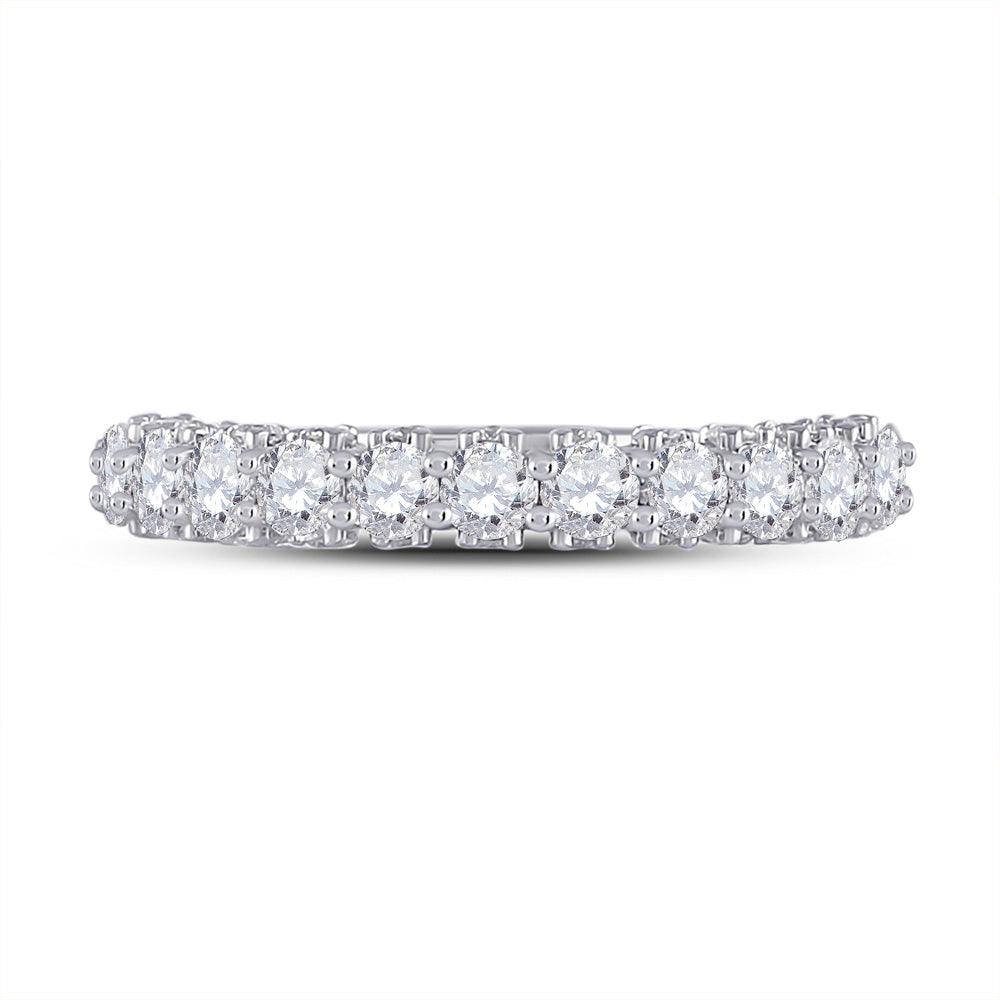 14kt White Gold Womens Round Diamond Single Row Band Ring 1-5/8 Cttw