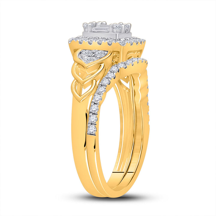 14kt Yellow Gold Baguette Diamond Bridal Wedding Ring Band Set 3/4 Cttw