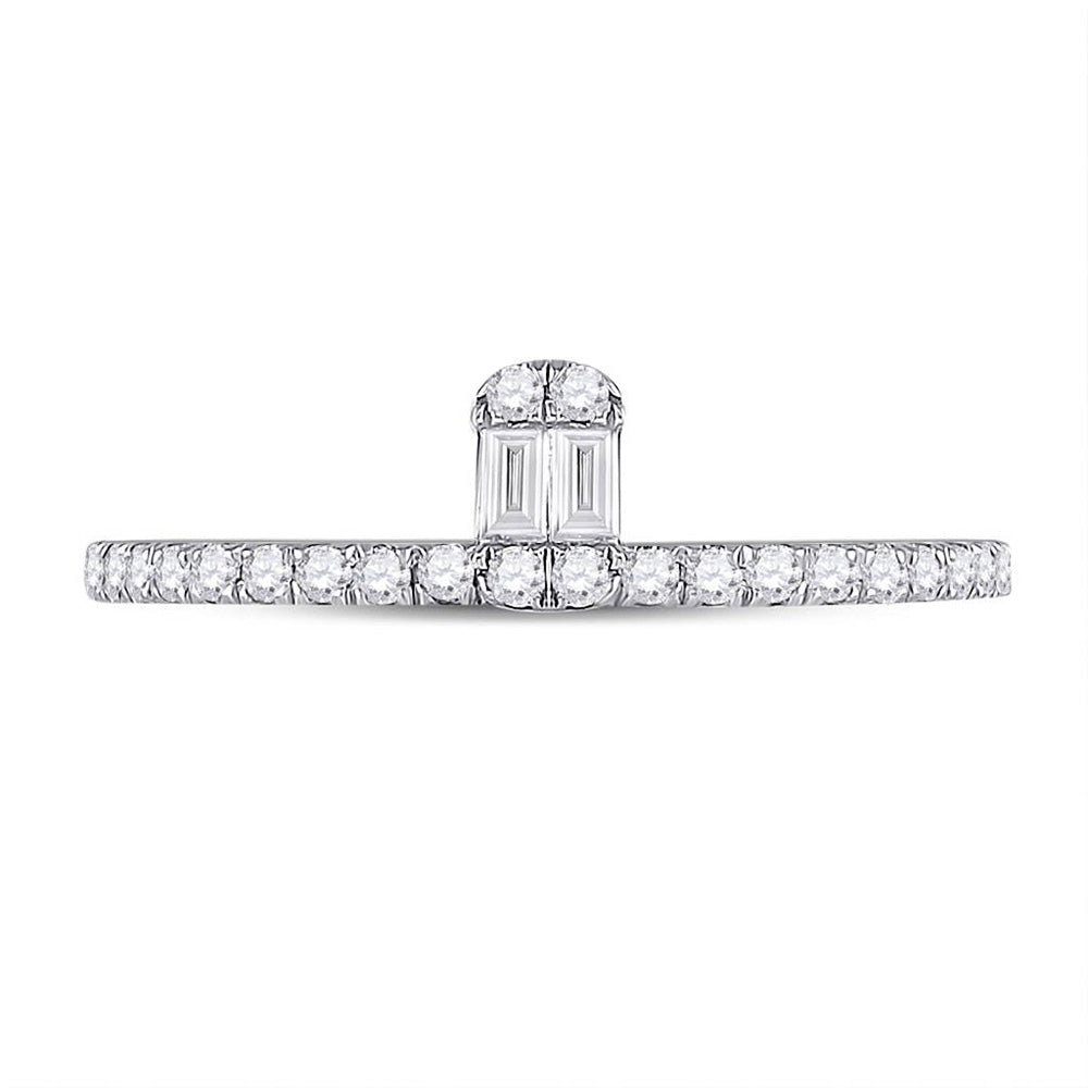 14kt White Gold Womens Baguette Diamond Band Ring 1/4 Cttw