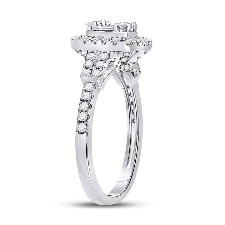 14kt White Gold Womens Baguette Diamond Square Ring 3/4 Cttw