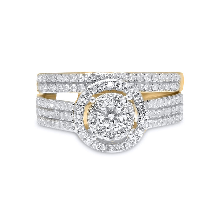 14kt Yellow Gold Round Diamond Bridal Wedding Ring Band Set 3/4 Cttw