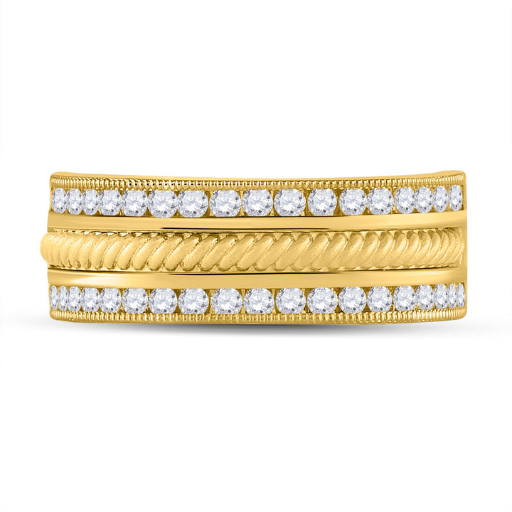 14kt Yellow Gold Mens Round Diamond Wedding Rope Band Ring 3/4 Cttw