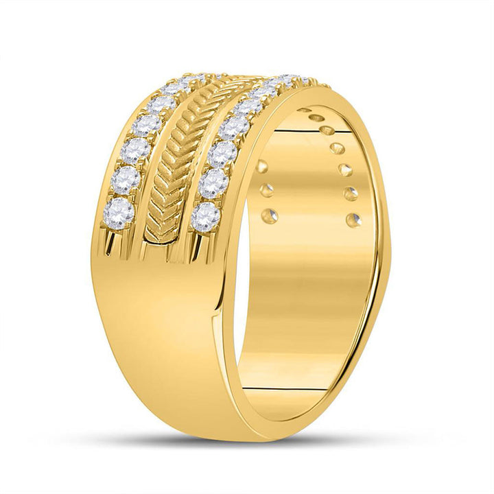 14kt Yellow Gold Mens Round Diamond Wheat Wedding Band Ring 1 Cttw