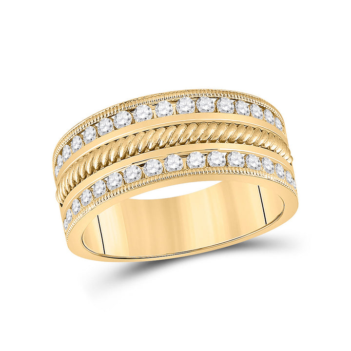 14kt Yellow Gold Mens Round Diamond Wedding Rope Band Ring 1 Cttw