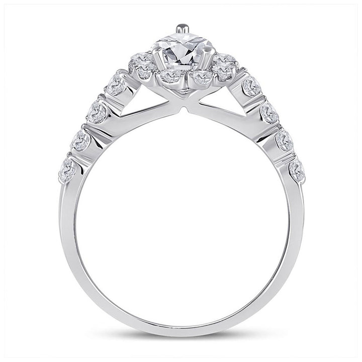 14kt White Gold Oval Diamond Bridal Wedding Ring Band Set 2 Cttw