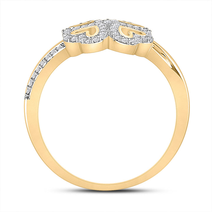 10kt Yellow Gold Womens Round Diamond Heart Ring 1/5 Cttw