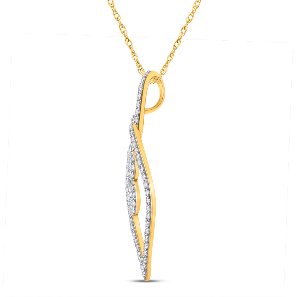 10kt Yellow Gold Womens Round Diamond Fashion Pendant 1/4 Cttw