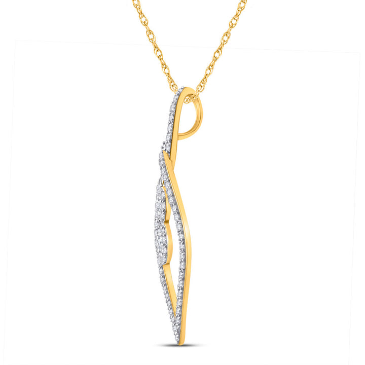 10kt Yellow Gold Womens Round Diamond Fashion Pendant 1/4 Cttw